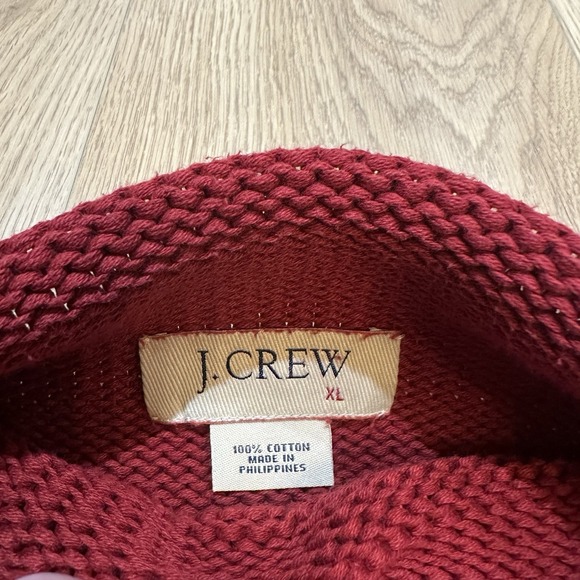 J CREW 100% cotton roll neck fisherman sweater X-LARGE tag vtg 90s y2k prep trad - Picture 3 of 7